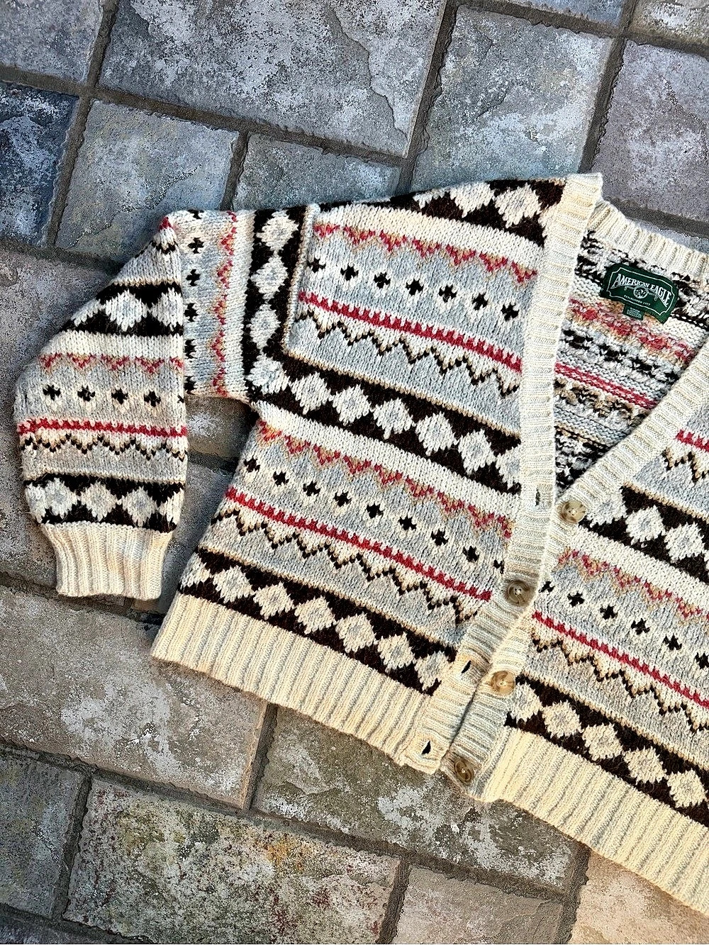 Vintage-style American Eagle cropped button-up sweater